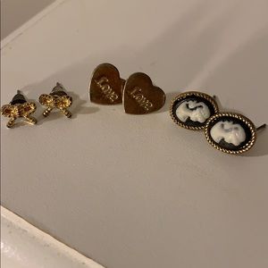 **FREE**  3 Pairs of Gold Earrings